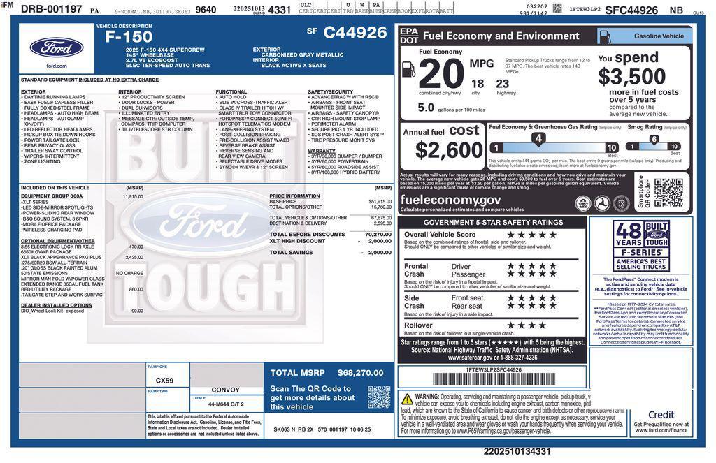new 2025 Ford F-150 car, priced at $64,520