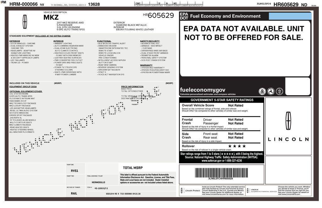 used 2017 Lincoln MKZ car, priced at $17,995