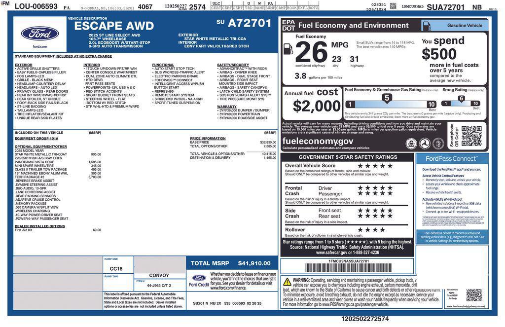 used 2025 Ford Escape car, priced at $32,998