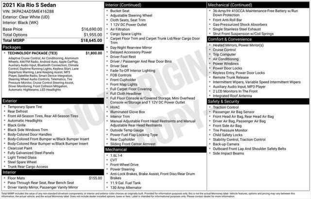 used 2021 Kia Rio car, priced at $14,999