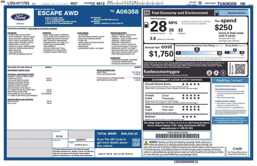 new 2026 Ford Escape car, priced at $33,530