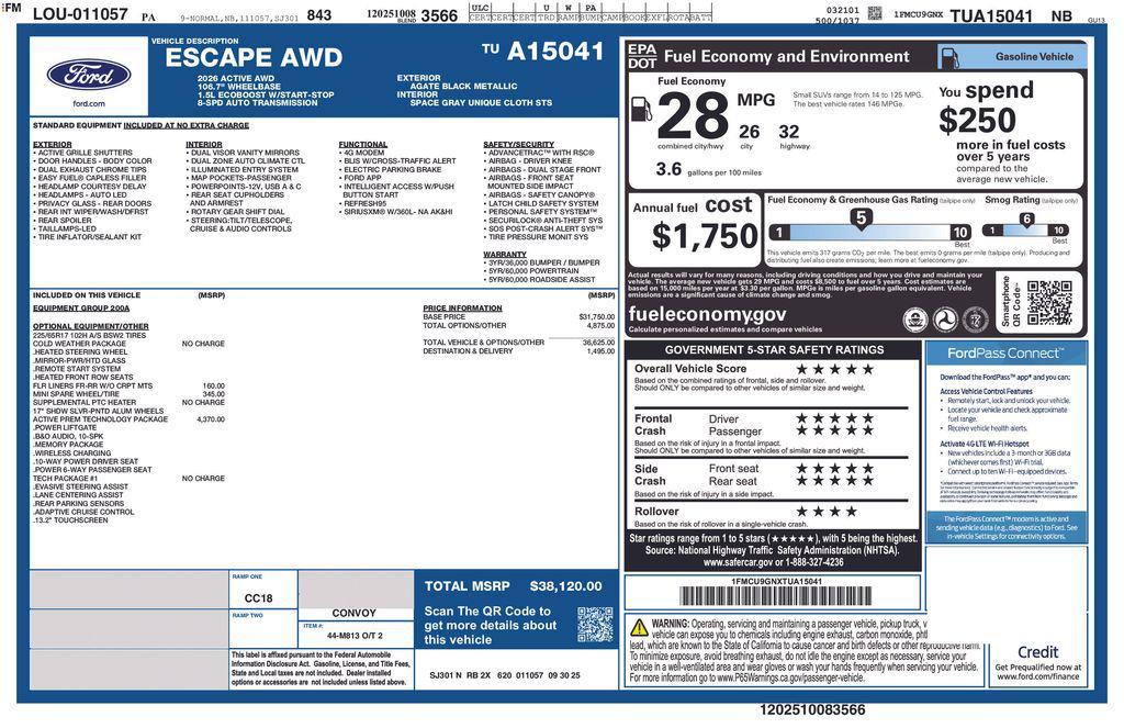 new 2026 Ford Escape car, priced at $36,620