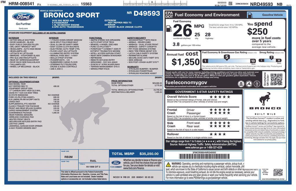 used 2022 Ford Bronco Sport car, priced at $27,750