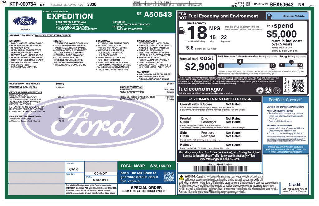 new 2025 Ford Expedition car, priced at $70,665