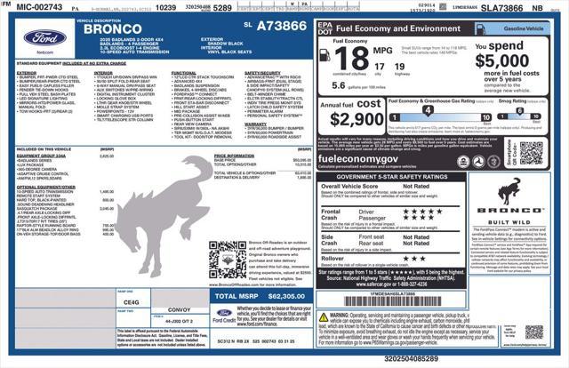 new 2025 Ford Bronco car, priced at $57,802