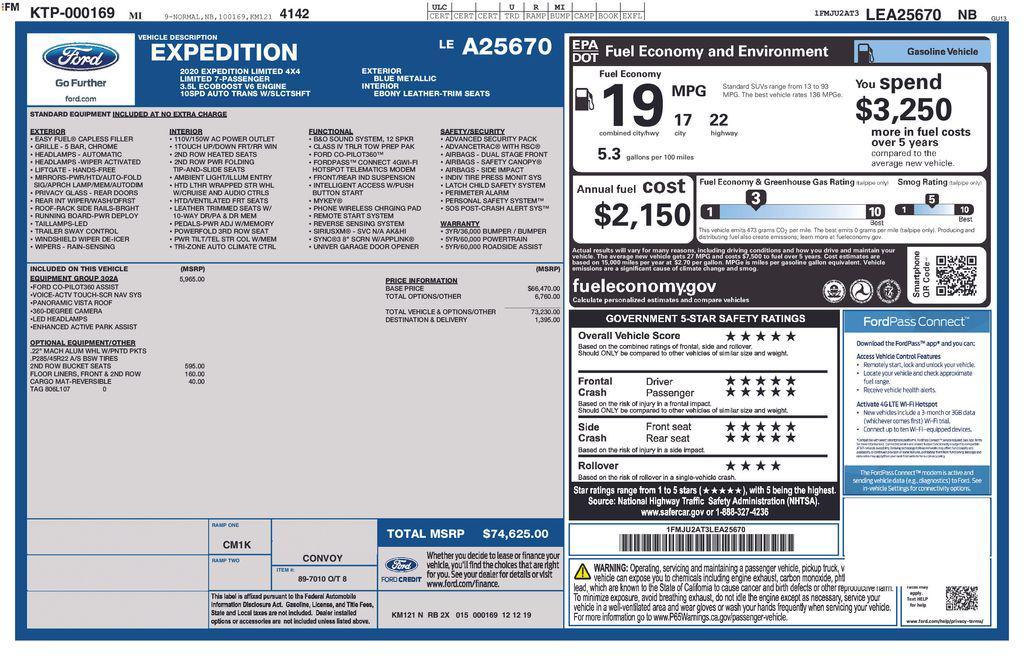 used 2020 Ford Expedition car, priced at $38,500