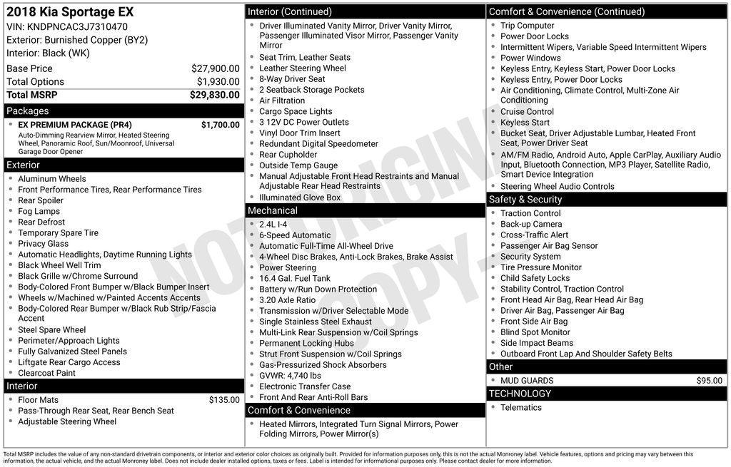 used 2018 Kia Sportage car, priced at $15,900