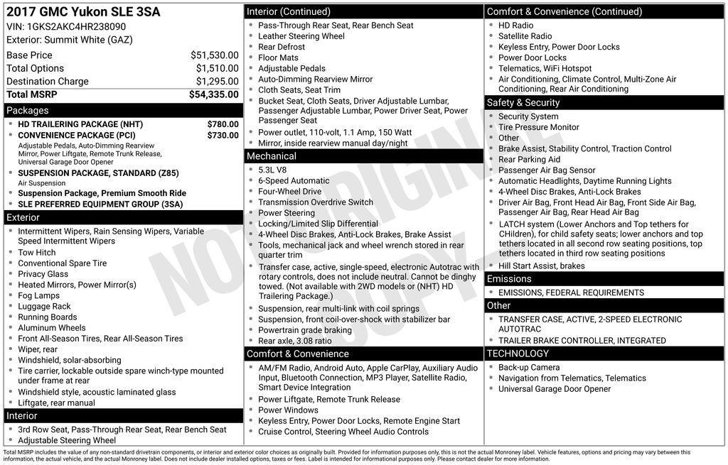 used 2017 GMC Yukon car, priced at $19,995