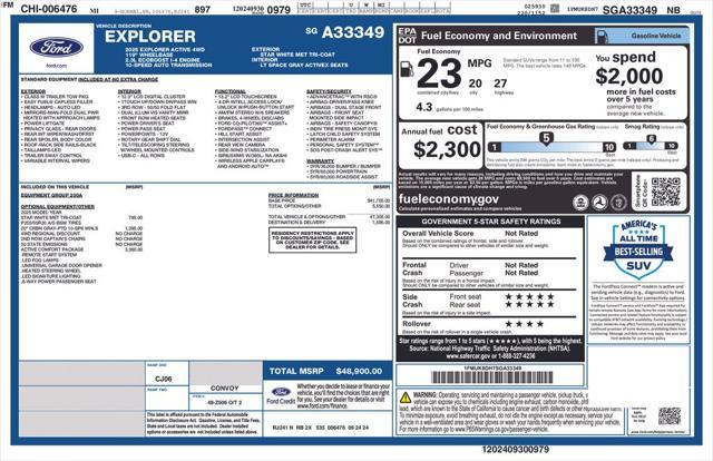 new 2025 Ford Explorer car, priced at $45,239