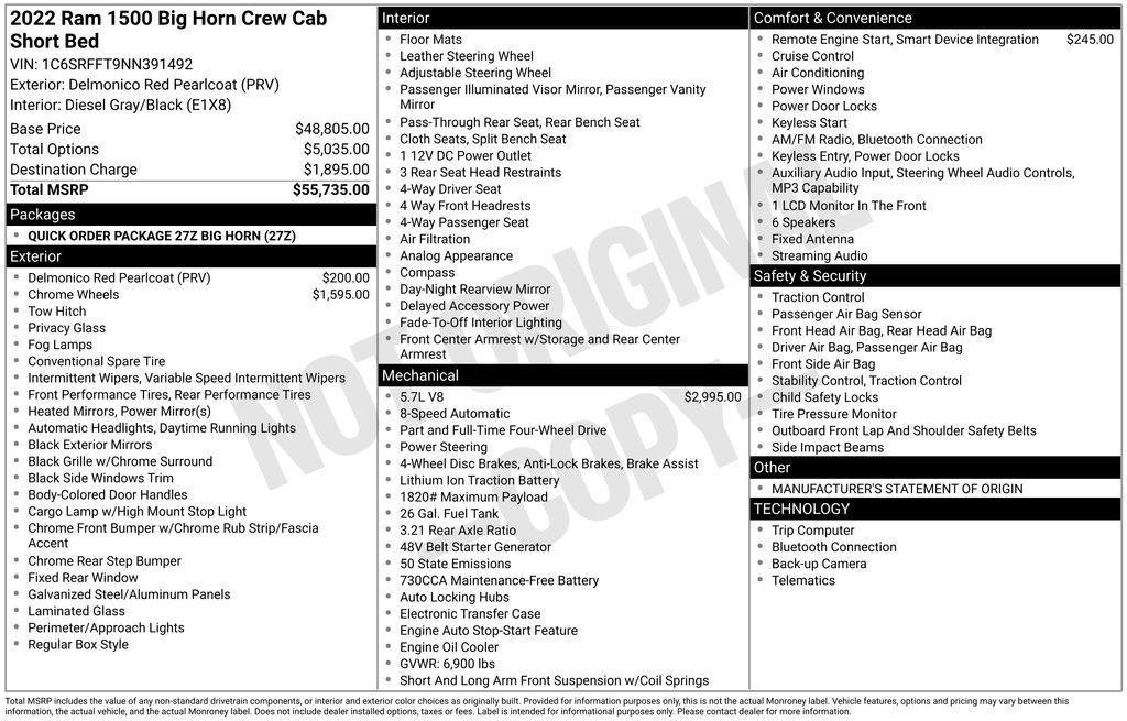 used 2022 Ram 1500 car, priced at $38,500