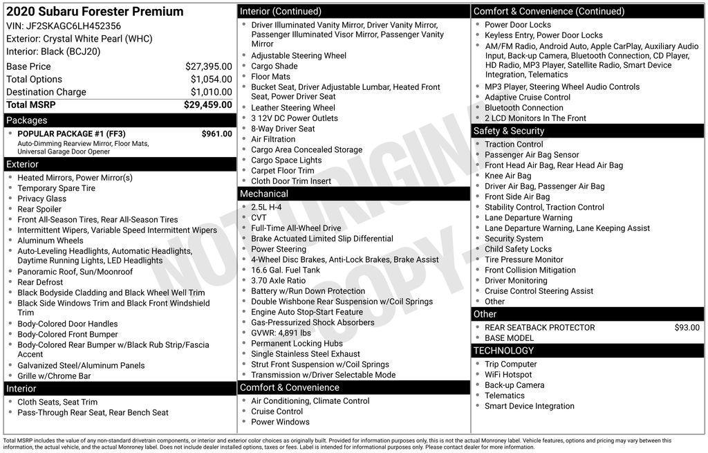 used 2020 Subaru Forester car, priced at $22,995