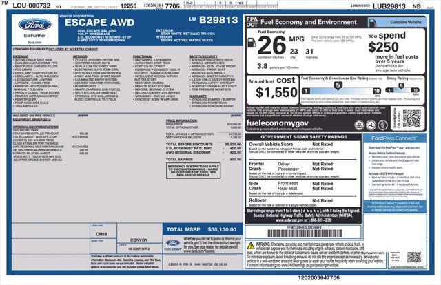 used 2020 Ford Escape car, priced at $22,999