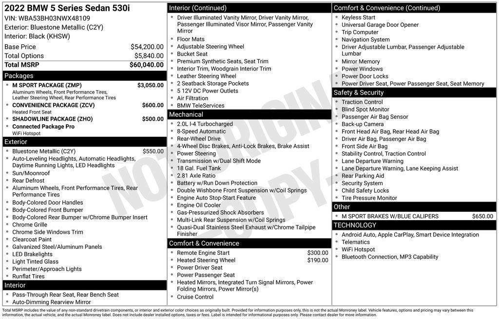 used 2022 BMW 530 car, priced at $28,999