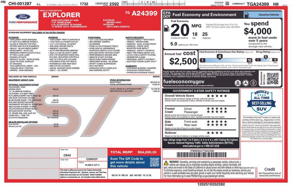 new 2026 Ford Explorer car, priced at $64,380