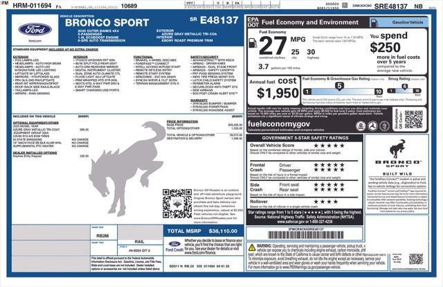 new 2025 Ford Bronco Sport car, priced at $35,681