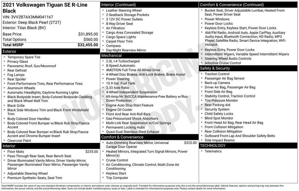 used 2021 Volkswagen Tiguan car, priced at $22,842