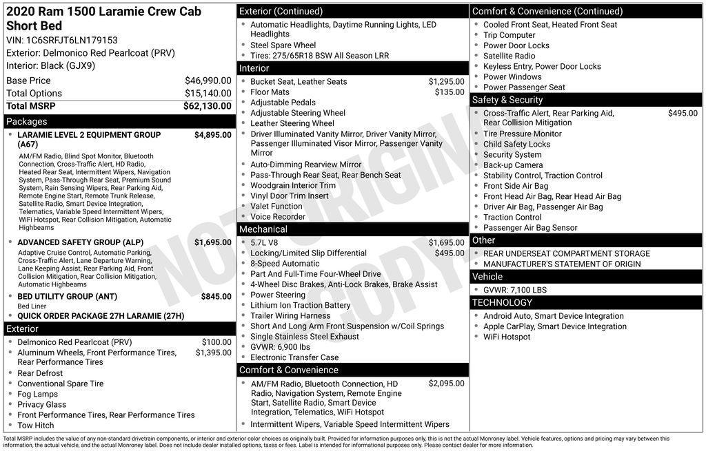 used 2020 Ram 1500 car, priced at $33,121