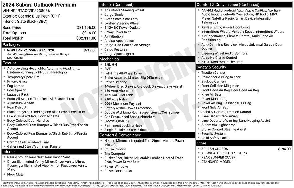 used 2024 Subaru Outback car, priced at $31,296