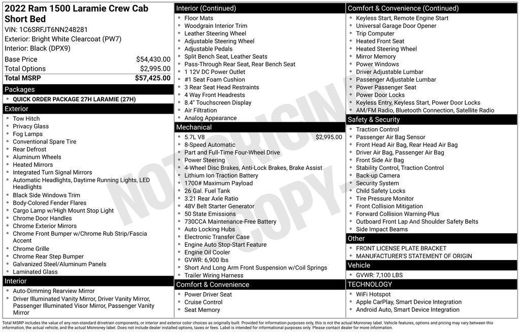 used 2022 Ram 1500 car, priced at $40,459