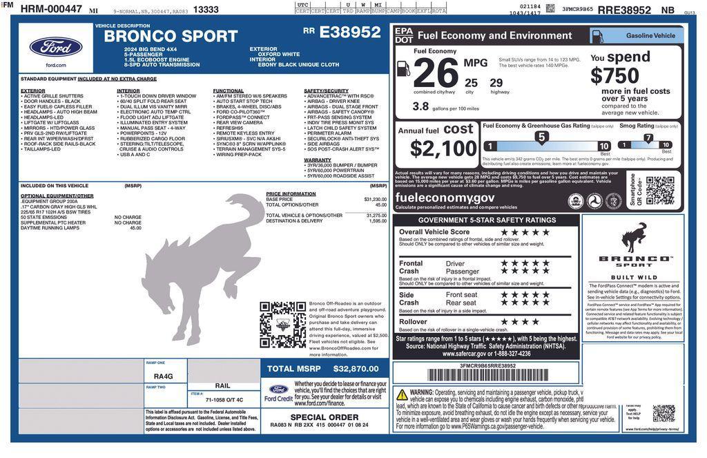 used 2024 Ford Bronco Sport car, priced at $28,397