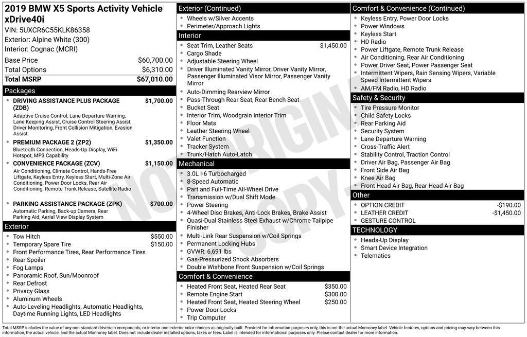 used 2019 BMW X5 car, priced at $30,841