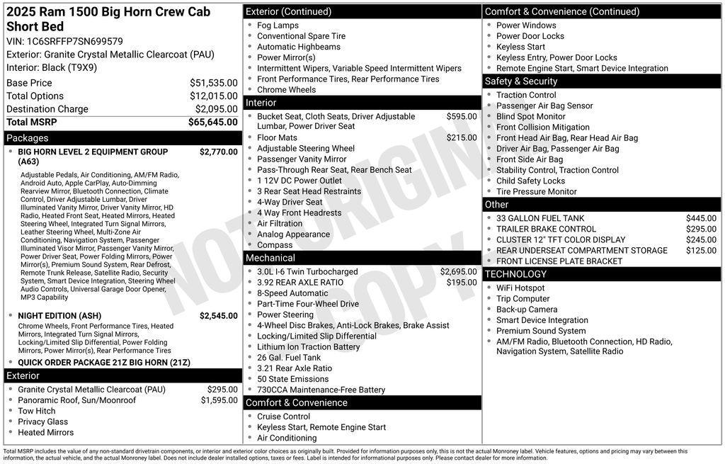 new 2025 Ram 1500 car, priced at $61,235