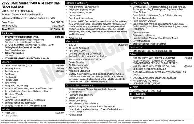 used 2022 GMC Sierra 1500 car, priced at $53,371