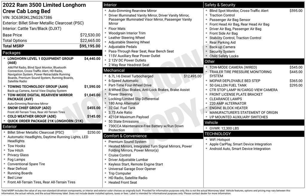 used 2022 Ram 3500 car, priced at $66,437