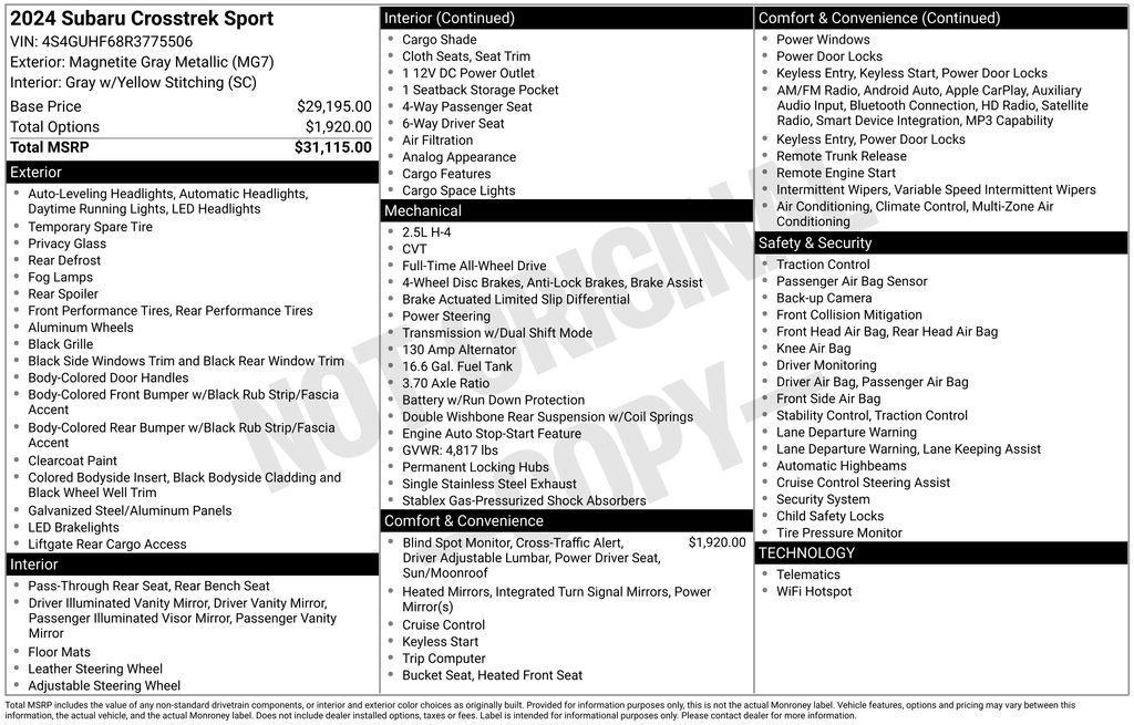 used 2024 Subaru Crosstrek car, priced at $33,173