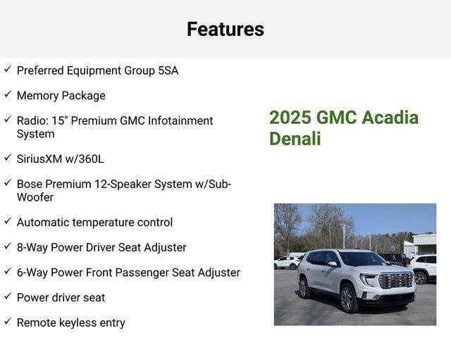 new 2025 GMC Acadia car, priced at $63,250