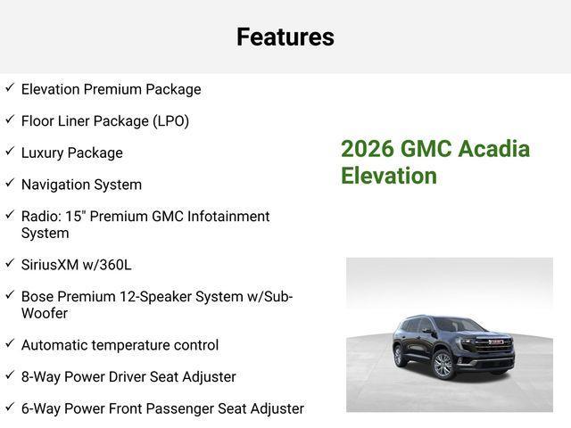 new 2026 GMC Acadia car, priced at $50,015