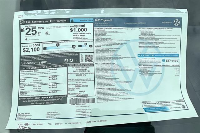 new 2025 Volkswagen Tiguan car, priced at $32,261