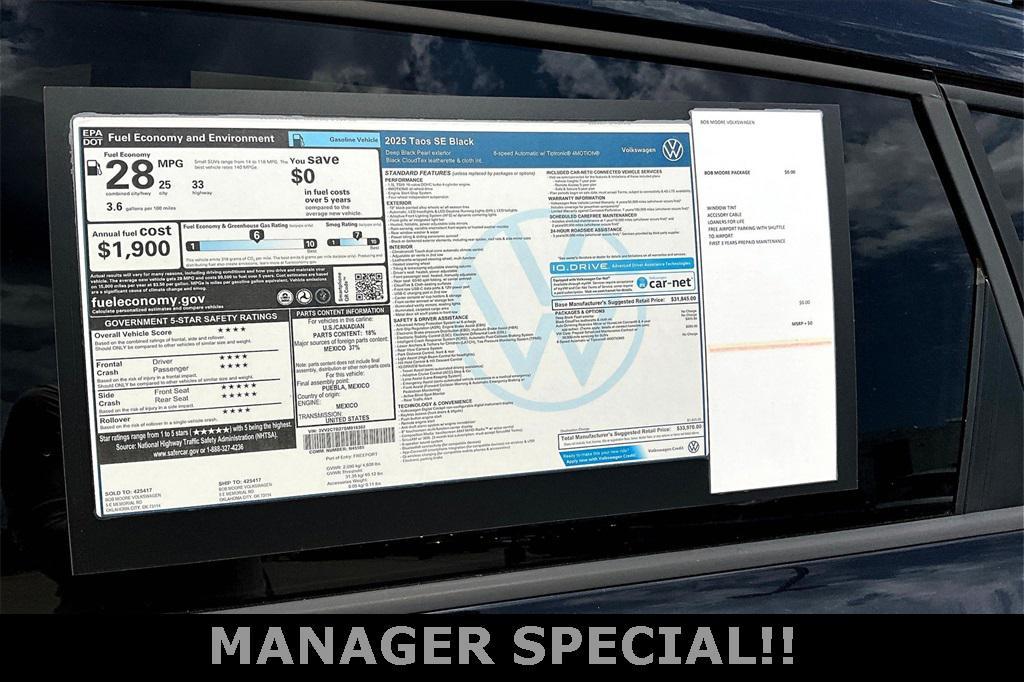 new 2025 Volkswagen Taos car, priced at $31,592