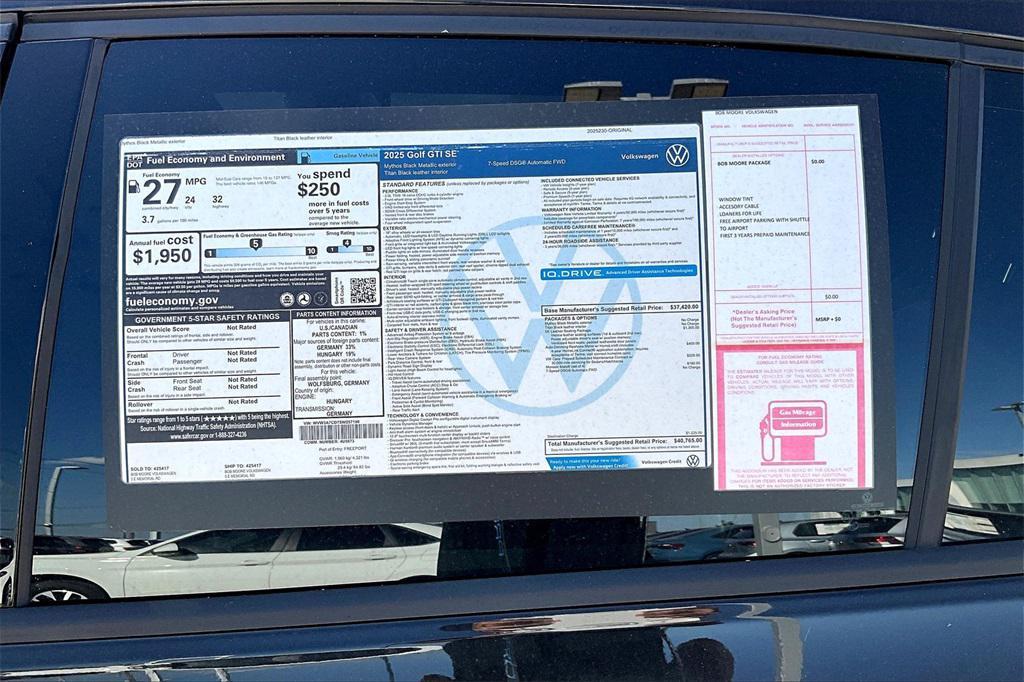 new 2025 Volkswagen Golf GTI car, priced at $38,727