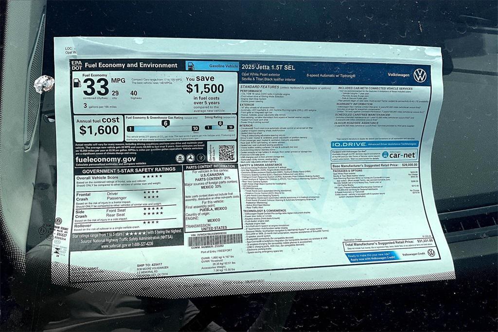 new 2025 Volkswagen Jetta car, priced at $29,657