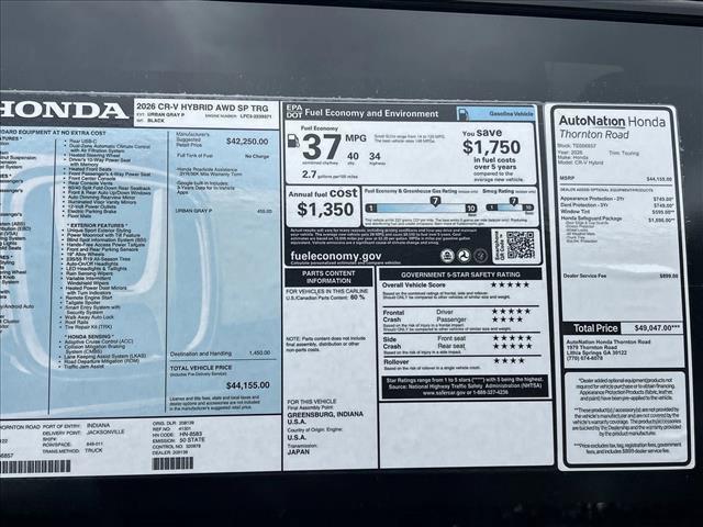 new 2026 Honda CR-V Hybrid car, priced at $41,089