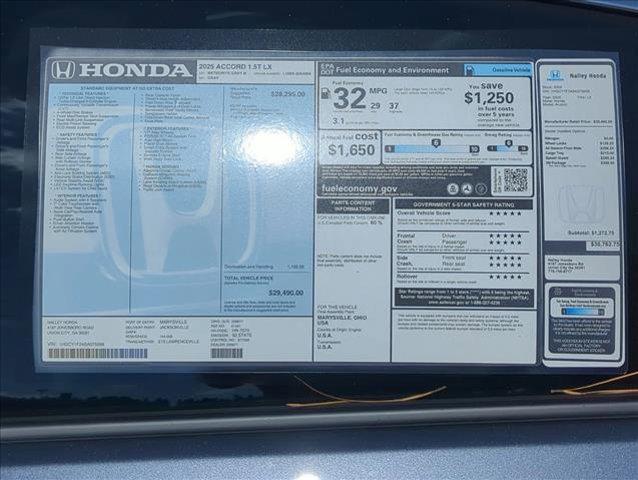 new 2025 Honda Accord car, priced at $28,302