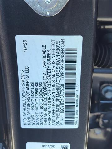 new 2025 Honda Accord car, priced at $28,302