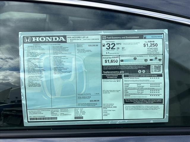 new 2025 Honda Accord car, priced at $29,490