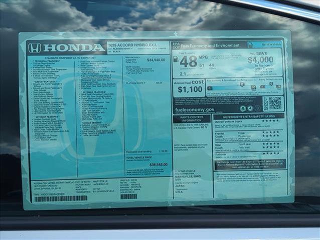 new 2025 Honda Accord Hybrid car, priced at $34,704