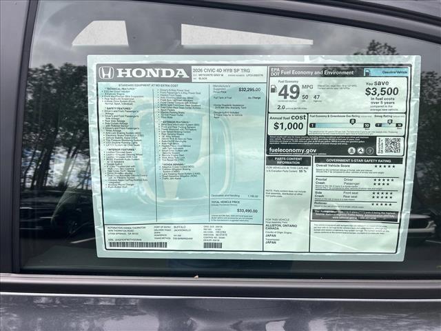 new 2026 Honda Civic Hybrid car, priced at $33,490
