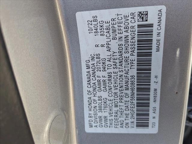 used 2022 Honda Civic car, priced at $23,599