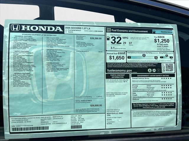 new 2025 Honda Accord car, priced at $28,688