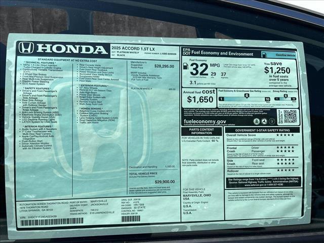 new 2025 Honda Accord car, priced at $28,688