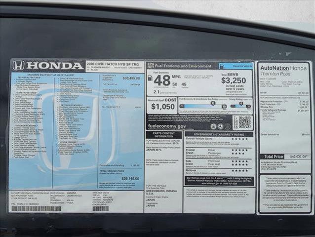 new 2026 Honda Civic Hybrid car, priced at $33,047