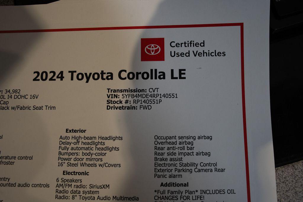 used 2024 Toyota Corolla car, priced at $19,849