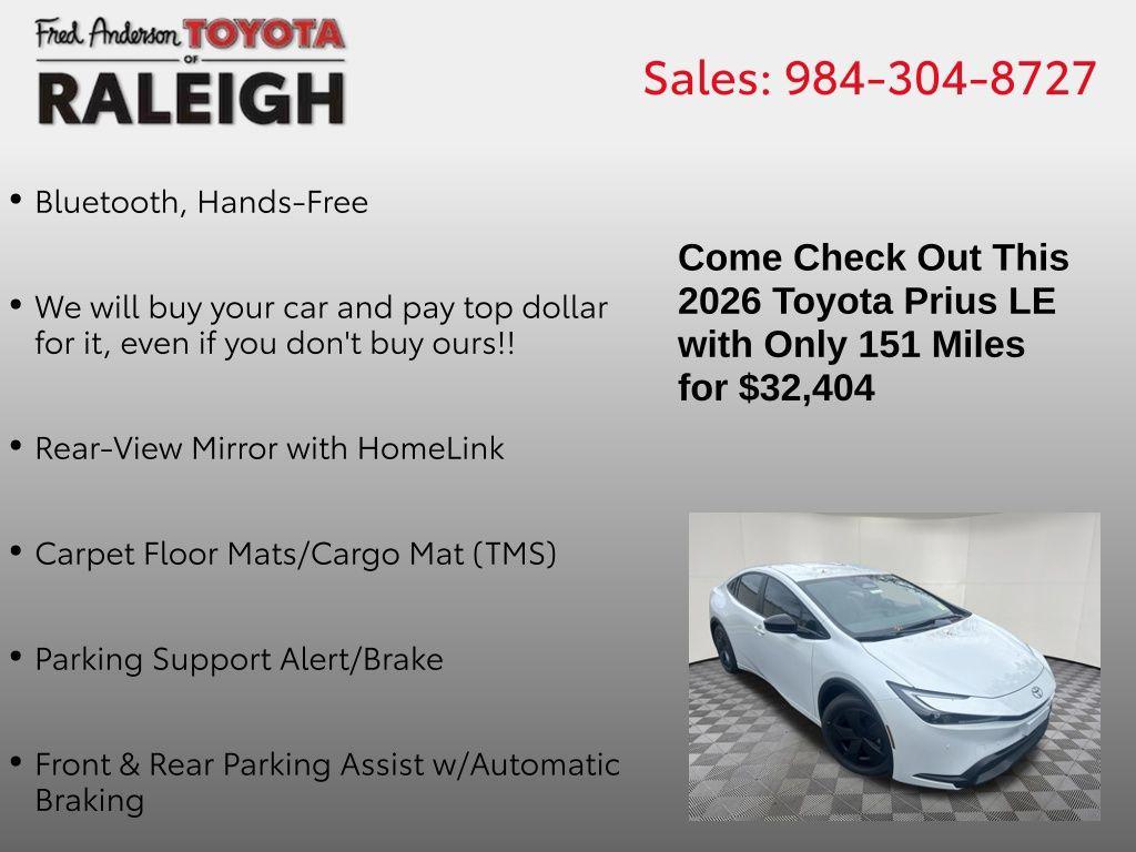 new 2026 Toyota Prius car, priced at $32,404