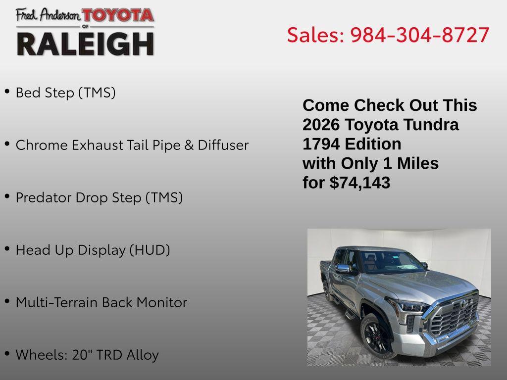 new 2026 Toyota Tundra car, priced at $74,143