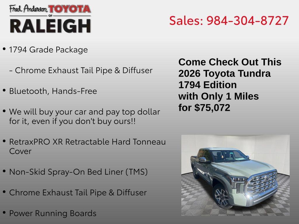 new 2026 Toyota Tundra car, priced at $75,072