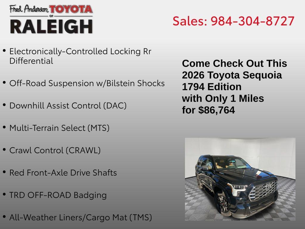 new 2026 Toyota Sequoia car, priced at $86,764